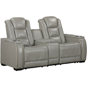 Breckenridge II Console Loveseat W Power Footrest & Headrest-Lt Gray