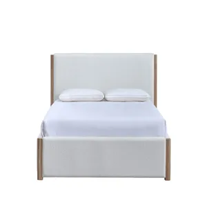 Anika Upholstered Footboard & Roll Out Slat Kit-White - Queen