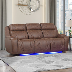 Carrow Motion/Massage Carrow Sofa W/Power Headrest & Footrest, Stereo,massage-Brown