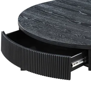 Tate Round One Drawer Coffee Table-Black