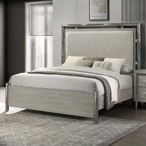 Lennox Headboard, Footboard & Slat Kit-Gray - Queen