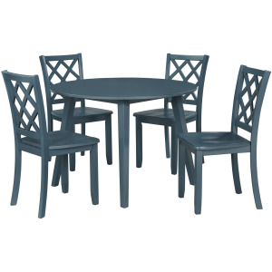 Trellis 5 PC Round Dining Set, Table & 4 Chairs Blue