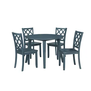 Trellis 5 PC Round Dining Set, Table & 4 Chairs Blue