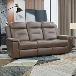 Keldon Reclining Leather Sofa W/Power Footrest-Brown