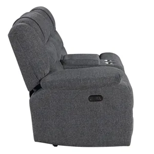 Redondo LAF Console Loveseat W 2 Recliners Power Footrest-Dk Gray