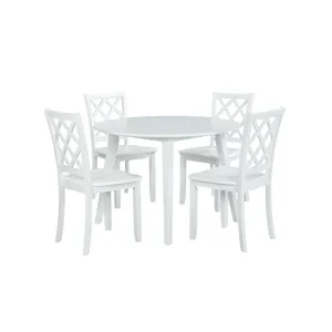 Trellis 5 PC Round Dining Set, Table & 4 Chairs White