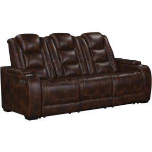 Chester Reclining Sofa W/Power Headrest & Footrest-Brown