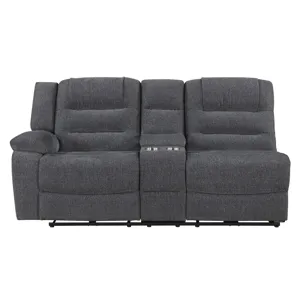 Redondo LAF Console Loveseat W 2 Recliners-Dk Gray