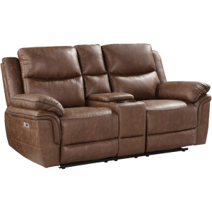 Ryland Motion Brown Ryland Console Loveseat W/Power Footrest-Brown