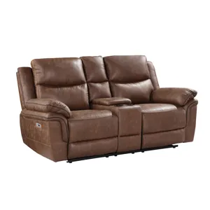 Ryland Console Loveseat W/Power Footrest-Brown