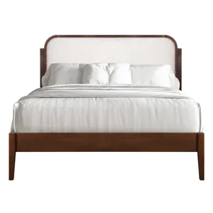 Hawthorne White Upholstered Platform Headboard-Waln - Queen