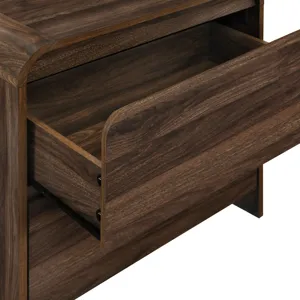 Mara Two Drawer End Table Bedside Table-Walnut