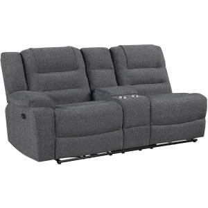 Redondo LAF Console Loveseat W 2 Recliners Power Footrest-Dk Gray