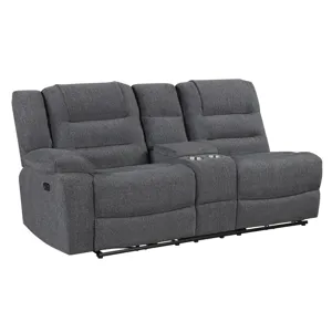 Redondo LAF Console Loveseat W 2 Recliners Power Footrest-Dk Gray