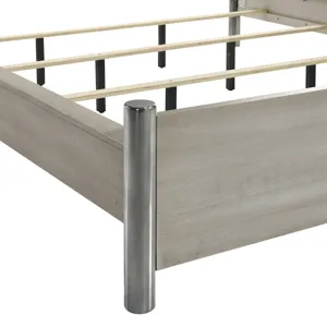 Lennox Headboard, Footboard & Slat Kit-Gray - Queen