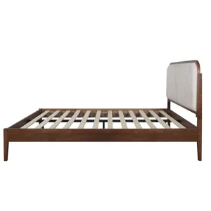 Hawthorne White Upholstered Platform Headboard-Waln - Queen