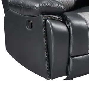 Nikko Console Loveseat W Dual Recliners-Black/Gray