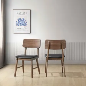 Thea Wood Back Side Chair W/Black Seat(2 Per Carton-Walnut