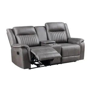 Enzo Console Loveseat W Dual Recliners-Gray