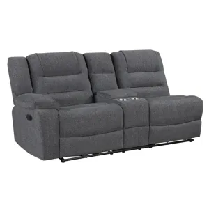 Redondo LAF Console Loveseat W 2 Recliners-Dk Gray