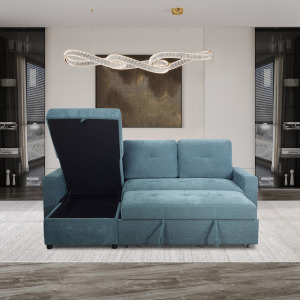 Greer Upholstery-Green Greer Loveseat W Pop-Up Sleeper-Green