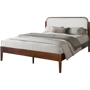 Hawthorne White Upholstered Platform Headboard-Waln - Queen