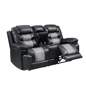 Nikko Console Loveseat W/Power Footrest-Black/Gray