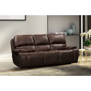 Brookings Sofa W/Dual Recliner-Brown