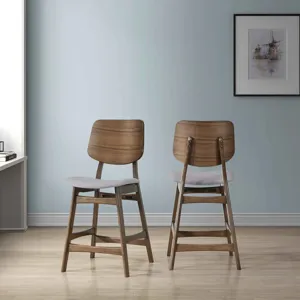 Oscar Counter Chair With Dk Gray Cushion-Walnut