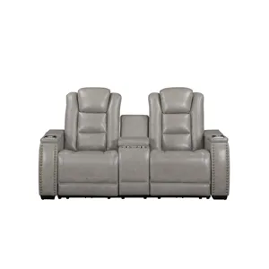 Breckenridge II Console Loveseat W Power Footrest & Headrest-Lt Gray