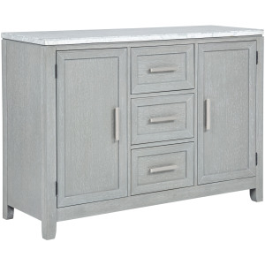 Fiona Marble Top Dining Buffet/Server-Mist Gray