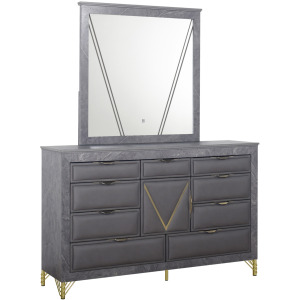 Symmetry Lighted Mirror-Charcoal