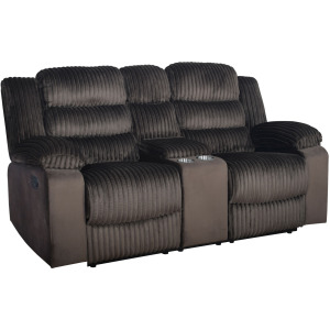 Willow-Brown Willow Console Loveseat W Dual Recliners-Brown
