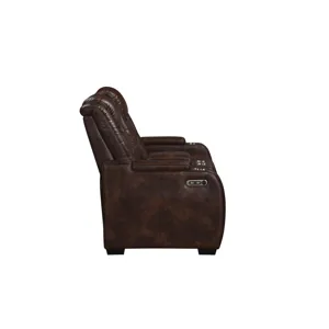 Chester Reclining Console Loveseat W/Power Headrest & Footrest-Brown