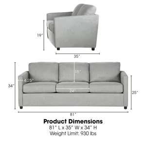 Elio 3 Seater Sofa-Light Gray