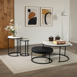 Forma Occasional Forma 4 PC Occasional Set 1 Coffee, 1 Lg End & Stool, 1 Sml