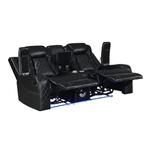 Orion II Console Loveseat W Dual Recliners-Black