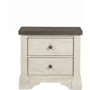 Augusta Two Drawer Nighstand W/USB Port-Rustic White