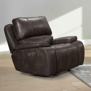 Brookings Glider Recliner W/Power Headrest & Footrest-Charcoal Gray