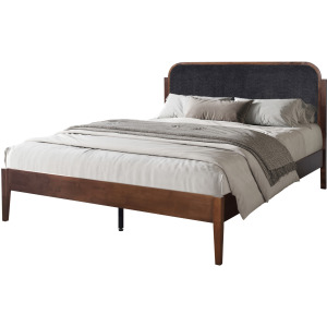 Hawthorne Charcoal Upholstered Platform Headboard-W - Queen
