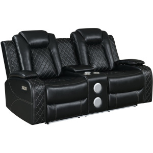 Orion II Console Loveseat W Power Footrest & Headrest-Black