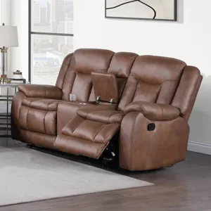 Morello Console Loveseat W Dual Recliners-Brown