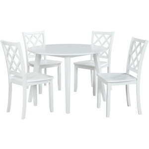Trellis 5 PC Round Dining Set, Table & 4 Chairs White