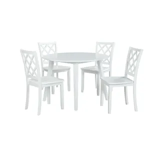 Trellis 5 PC Round Dining Set, Table & 4 Chairs White