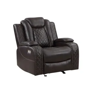 Joshua Leather Glider Recliner - Dk Brown