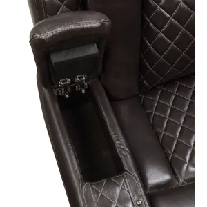 Joshua Leather Glider Recliner - Dk Brown