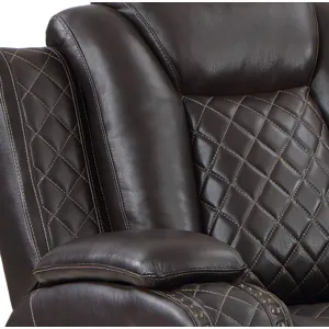 Joshua Leather Glider Recliner W/ Pwr Fr & Hr-Dk Brown