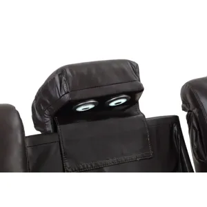 Joshua Leather Sofa  W/ Pwr Fr & Hr-Dk Brown