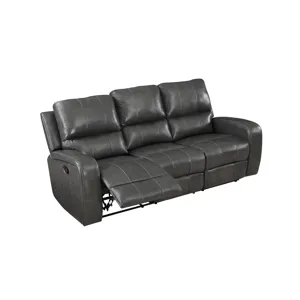 Linton Leather Sofa W/Dual Recliner-Gray