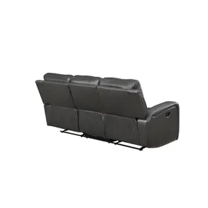 Linton Leather Sofa W/Dual Recliner-Gray